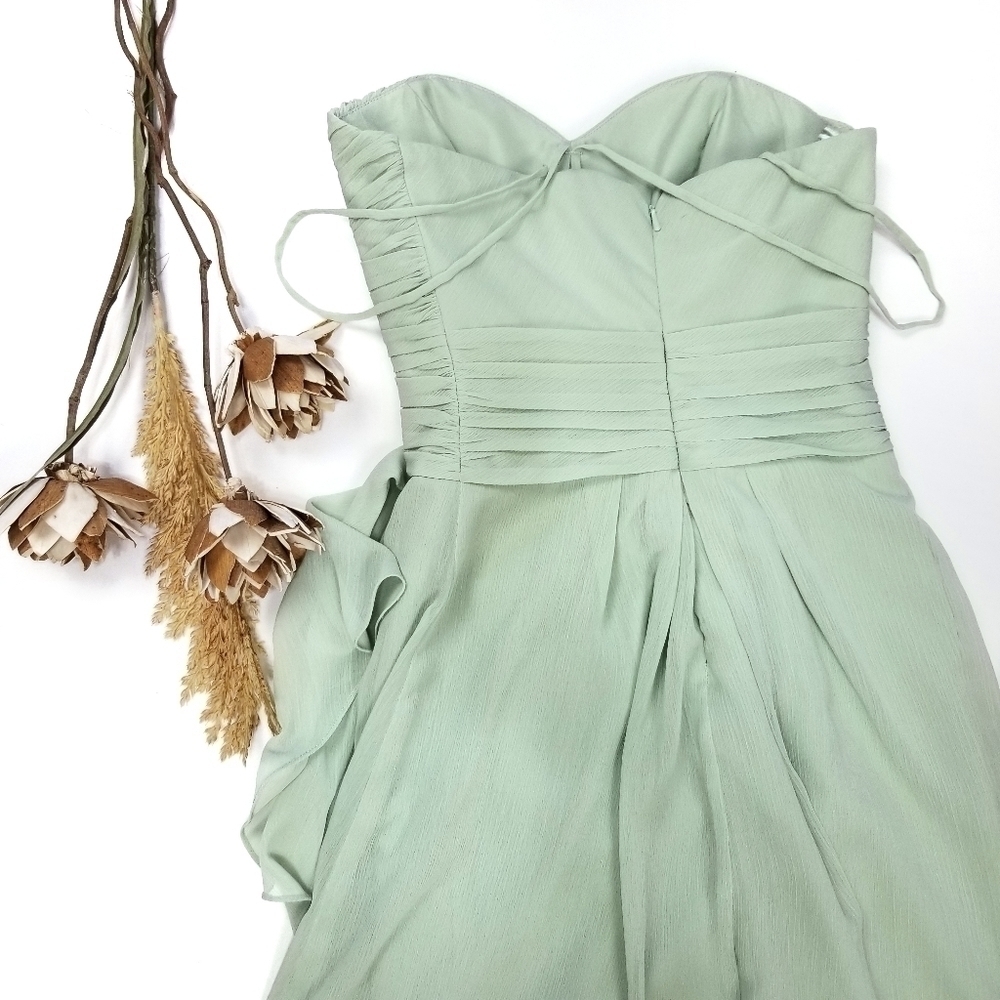 David's Bridal Crinkle Chiffon w/ Cascade Dress 2 - Picture 4 of 8